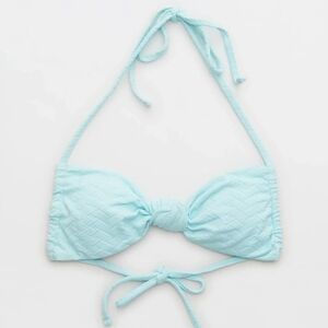 NWOT Aerie Aquamarine Jacquard Knot Bandeau Top & Cheeky Bikini Bottom